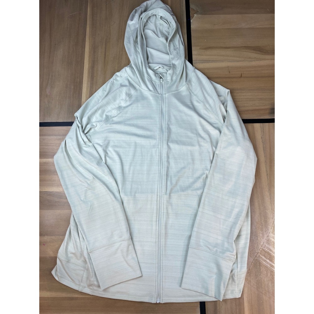 Athleta Womens 1X Full Zip‎ Hoodie Space Dye Sage Green Thumbhole Active Jacket